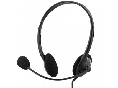 DELTACO headset, volume control on cable, 2m cable, 2x3,5mm, black / HL-2 HL-2 553006000111