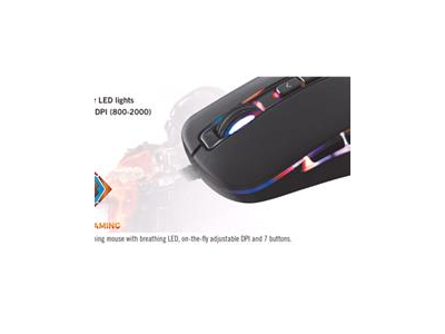 Mouse DELTACO GAMING wired, 800-2000 DPI, 125 Hz, LED, USB, Black / GAM-029 GAM-029 201801150001