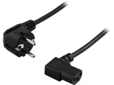 DELTACO grounded  cable CEE 7/7 to angled IEC 60320 C13 , max 250V / 10A, 1m, black DEL-109BA DEL-109BA 202001231001