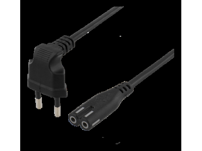 DELTACO power cable, angled CEE 7/16, straight IEC 60320 C7, 3m, black /DEL-109BF DEL-109BF 202010081013