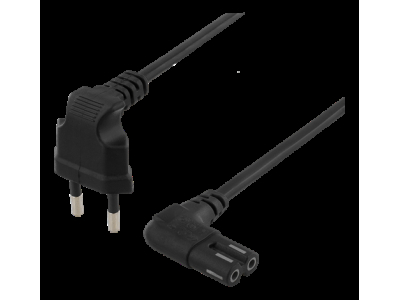 DELTACO ungrounded device cable, 0.5m, angled CEE 7/16, IEC 60320,black DEL-109BK DEL-109BK 202010081014