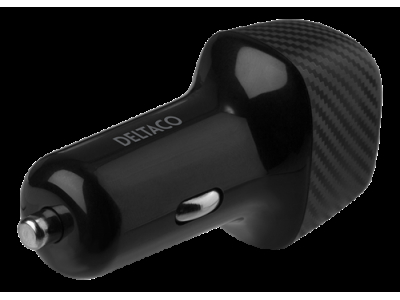 DELTACO 12/24 V USB car charger with dual USB ports and fast charging, 36 W, black USBC-CAR120 USBC-CAR120 202101201007