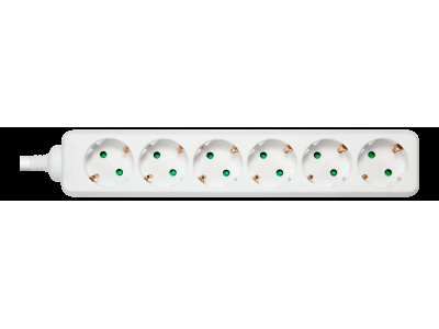 Earthed power strip DELTACO 6x CEE 7/3, 1x CEE 7/7, child protected, 1.5m, white / GT-0600 GT-0600 202206131020