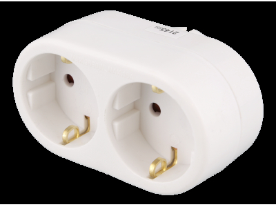 Earthed power outlet DELTACO 2-sockets, white / GT-987 GT-987 202207251006