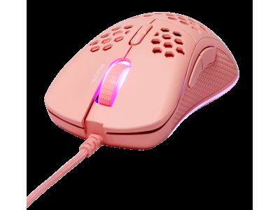 Ultralight Gaming Mouse DELTACO GAMING PM75 6400 DPI, RGB, Rubber coated side grips, pink / GAM-108-P GAM-108-P 202212011004